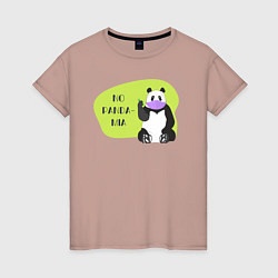Футболка хлопковая женская Панда - No pandamia, цвет: пыльно-розовый