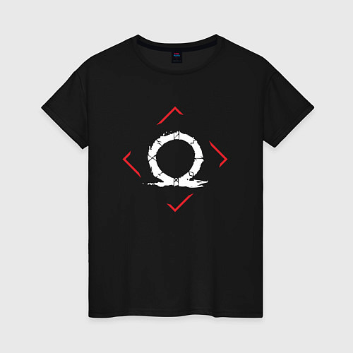Женская футболка Символ God of War в красном ромбе / Черный – фото 1