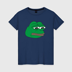 Футболка хлопковая женская Лягушонок Пепе-Frog Pepe, цвет: тёмно-синий