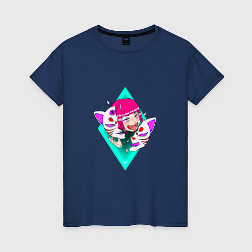 Женская футболка Кицунэ: Anime / Тёмно-синий – фото 1