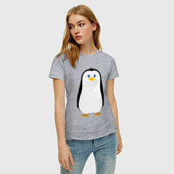 Футболка хлопковая женская Красивый пингвин, цвет: меланж — фото 2