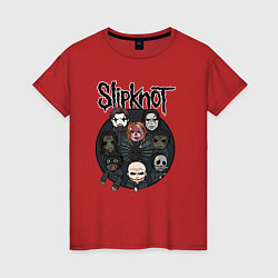 Футболка хлопковая женская Slipknot art fan, цвет: красный