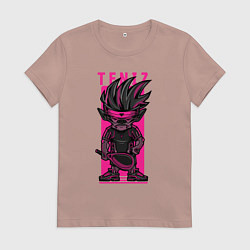 Футболка хлопковая женская Пёс теннисист, цвет: пыльно-розовый