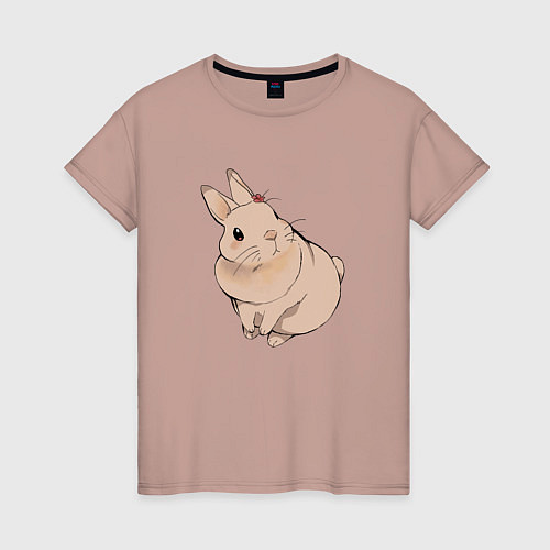 Женская футболка Милый кролик гуашью / Пыльно-розовый – фото 1