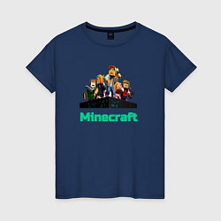 Футболка хлопковая женская Minecraft story mode, цвет: тёмно-синий