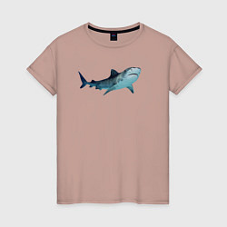Футболка хлопковая женская Realistic shark, цвет: пыльно-розовый