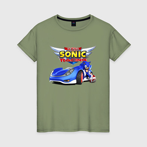 Женская футболка Team Sonic racing - hedgehog / Авокадо – фото 1