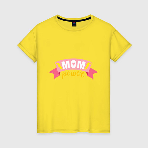 Женская футболка Mom power / Желтый – фото 1