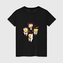 Футболка хлопковая женская The Beatles group, цвет: черный