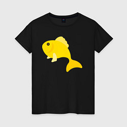 Футболка хлопковая женская Золoтая рыбка, цвет: черный