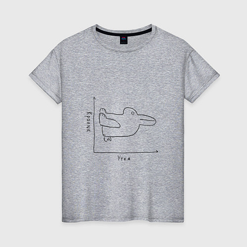 Женская футболка Утка - кролик / Меланж – фото 1