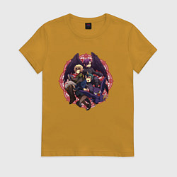 Футболка хлопковая женская Повелитель тьмы на подработке - Печать Сатаны, цвет: горчичный