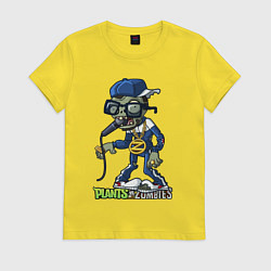 Футболка хлопковая женская Диджей зомби, цвет: желтый