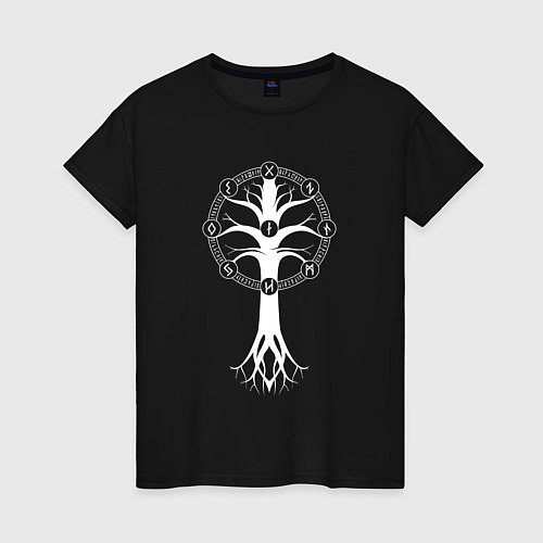 Женская футболка Руны девяти миров - Иггдрасиль / Черный – фото 1
