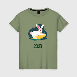 Футболка хлопковая женская Кролик 2023, цвет: авокадо