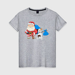Футболка хлопковая женская Дед мороз и пёс, цвет: меланж