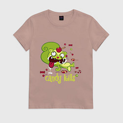 Футболка хлопковая женская Nutty - candy kills, цвет: пыльно-розовый