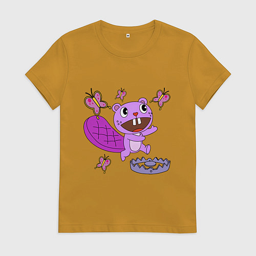 Женская футболка Toothy trap / Горчичный – фото 1