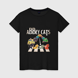 Футболка хлопковая женская Abbey cats, цвет: черный