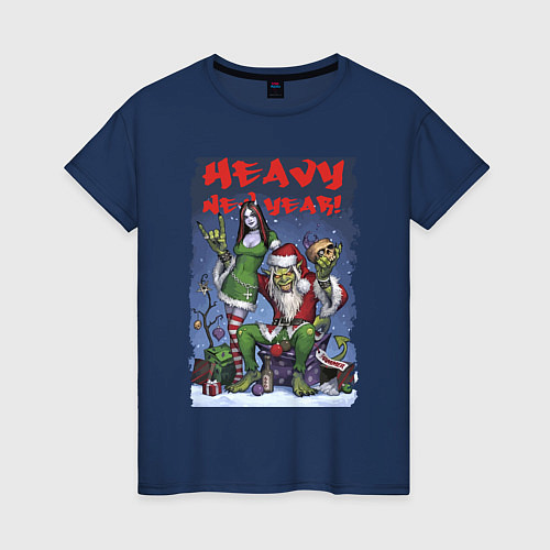 Женская футболка Heavy new year - devil style - snow maiden / Тёмно-синий – фото 1
