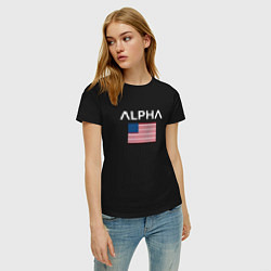 Футболка хлопковая женская Alpha USA, цвет: черный — фото 2