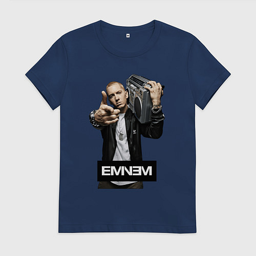 Женская футболка Eminem boombox / Тёмно-синий – фото 1