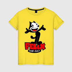 Футболка хлопковая женская Felix the cat, цвет: желтый