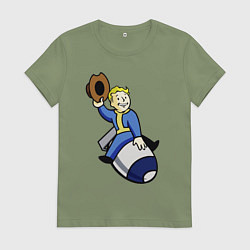 Футболка хлопковая женская Vault boy - bomb rider, цвет: авокадо