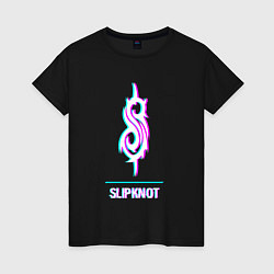 Футболка хлопковая женская Slipknot glitch rock, цвет: черный