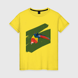 Футболка хлопковая женская Попугай в джунглях, цвет: желтый