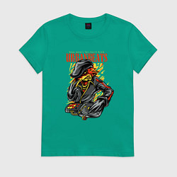 Футболка хлопковая женская Птица диджей - городские ритмы, цвет: зеленый