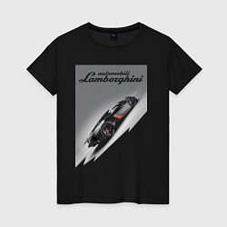 Футболка хлопковая женская Lamborghini - concept - sketch, цвет: черный