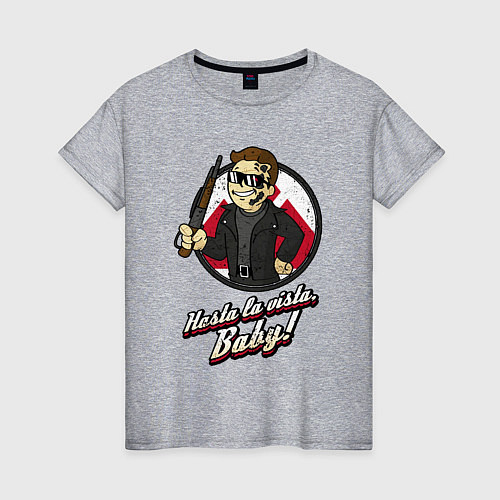 Женская футболка Vault boy - terminator / Меланж – фото 1