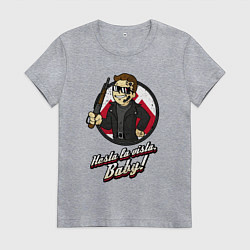 Футболка хлопковая женская Vault boy - terminator, цвет: меланж