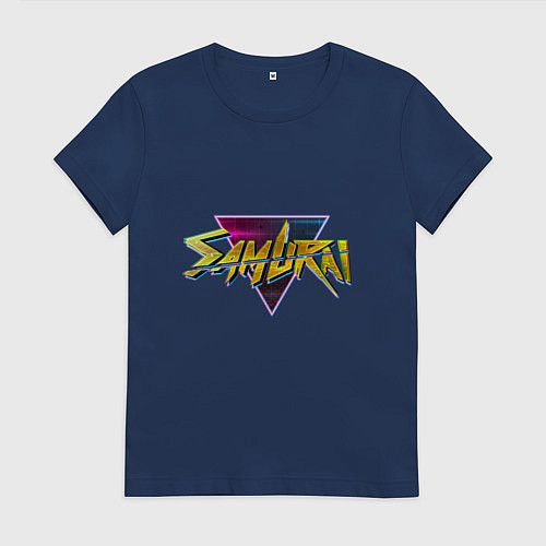 Женская футболка Киберпанк cамурай / Тёмно-синий – фото 1