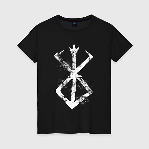 Женская футболка Берсерк аниме - белый гранж / Черный – фото 1