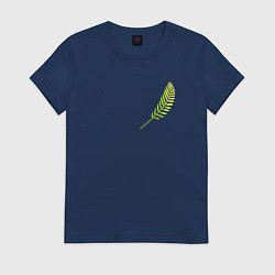 Футболка хлопковая женская Золотой тропический лист, цвет: тёмно-синий