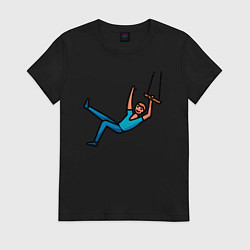 Футболка хлопковая женская Акробат, цвет: черный