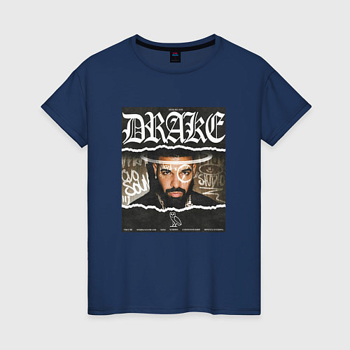 Женская футболка Drake Ovo Sound / Тёмно-синий – фото 1