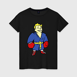 Футболка хлопковая женская Vault boy - boxer, цвет: черный