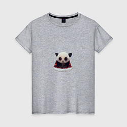 Футболка хлопковая женская Понурый панда, цвет: меланж