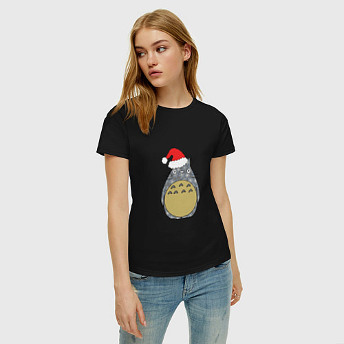 Женская футболка Totoro Santa / Черный – фото 3