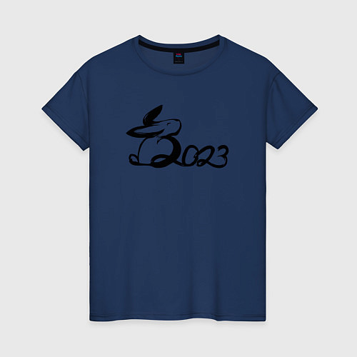 Женская футболка 2023 в виде кролика / Тёмно-синий – фото 1