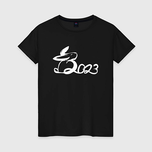 Женская футболка 2023 - белая надпись / Черный – фото 1