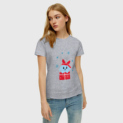 Женская футболка Голубой кролик в подарочной коробке / Меланж – фото 3