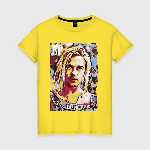 Женская футболка Брэд Питт в молодости / Желтый – фото 1