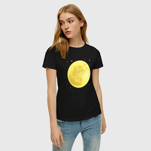 Женская футболка Луна и звезды / Черный – фото 3