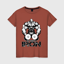 Футболка хлопковая женская Old school iron, цвет: кирпичный