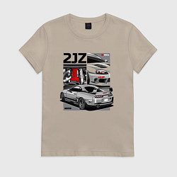 Футболка хлопковая женская Toyota Supra mk4 2JZ, цвет: миндальный