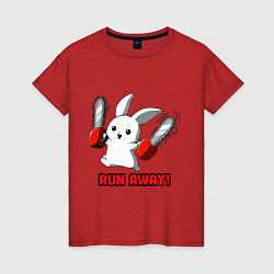 Футболка хлопковая женская Rabbit run away, цвет: красный